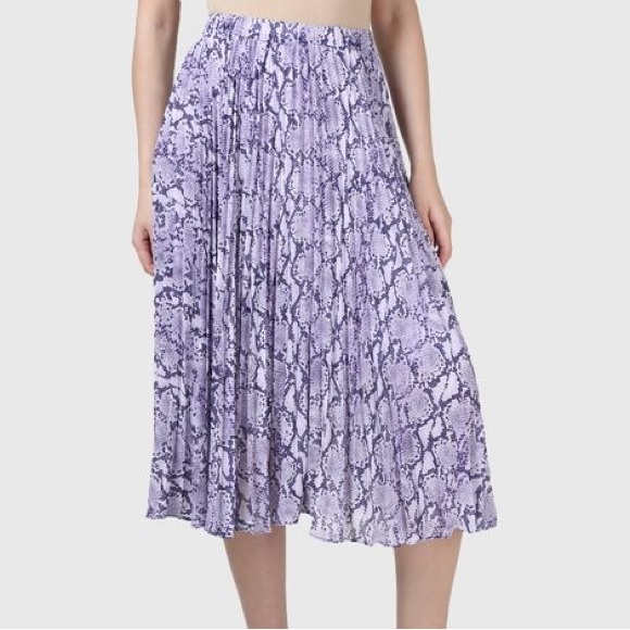 MICHAEL Michael Kors Snake Skin Design Pleated Midi Skirt - Picture 1 of 8